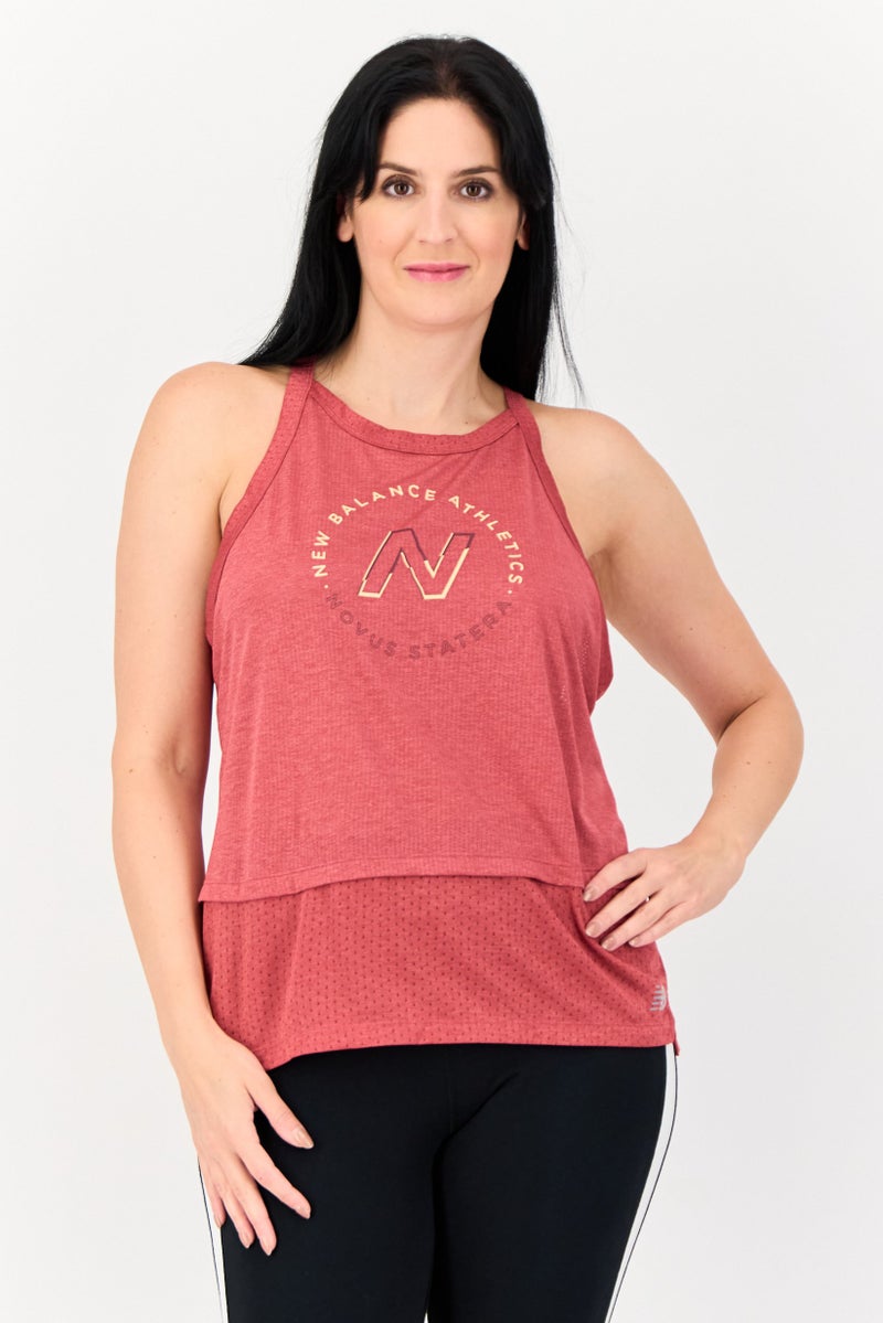 New Balance Women Sportswear Fit Sleeveless Running Tank Top, Red  - Image 1