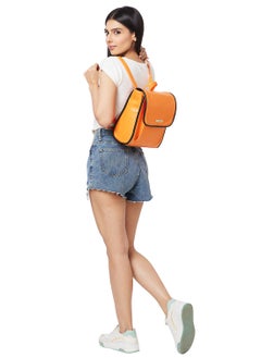 CAPRESE Caprese Gracie Solid Orange Faux Leather Medium Fashion Backpack  - Image 2