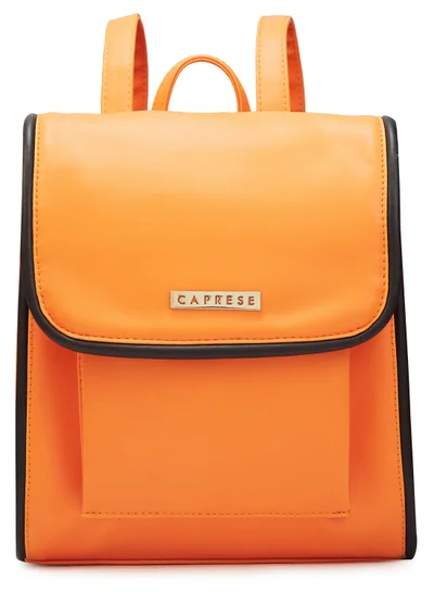 CAPRESE Caprese Gracie Solid Orange Faux Leather Medium Fashion Backpack