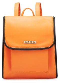 CAPRESE Caprese Gracie Solid Orange Faux Leather Medium Fashion Backpack  - Image 1