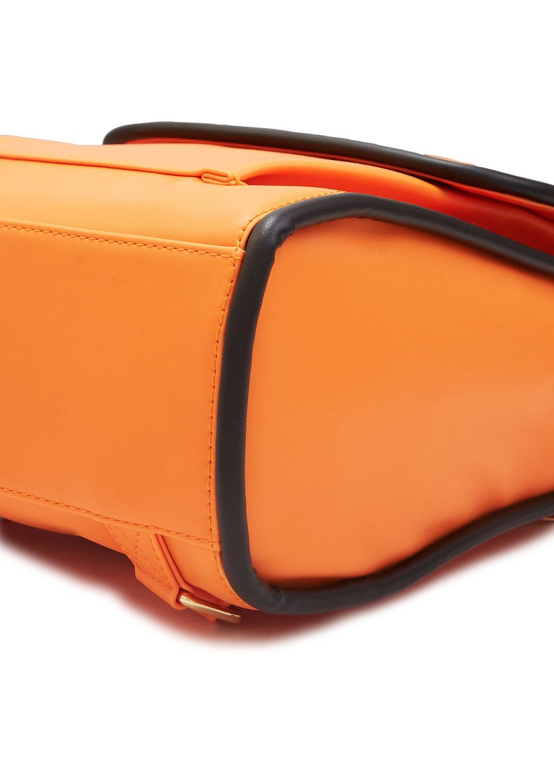 CAPRESE Caprese Gracie Solid Orange Faux Leather Medium Fashion Backpack  - Image 5