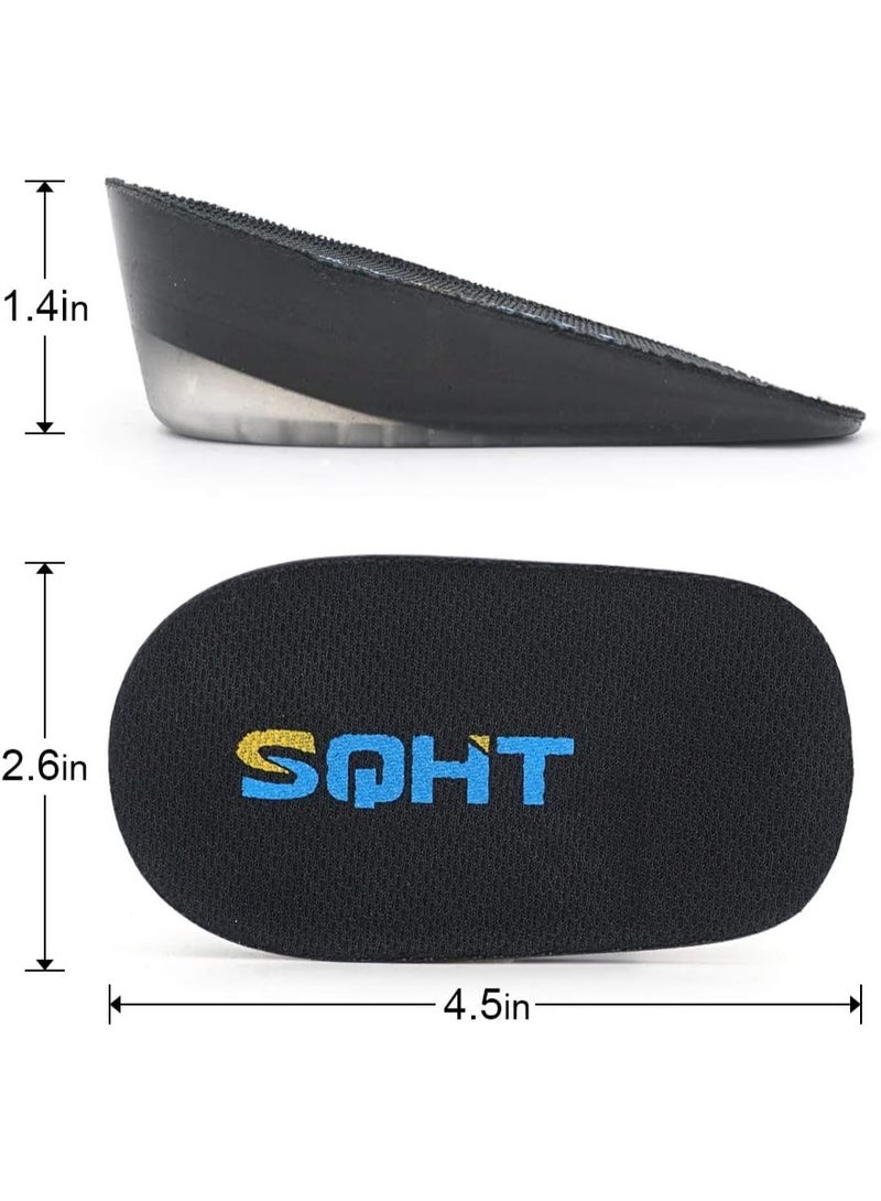 SQHT's Height Increase Insoles - Gel Shoe Heel Lift Inserts & Pads, Achilles Tendon Cushion Cups for Men and Women (Large (1.4" Height)) Black - Image 3