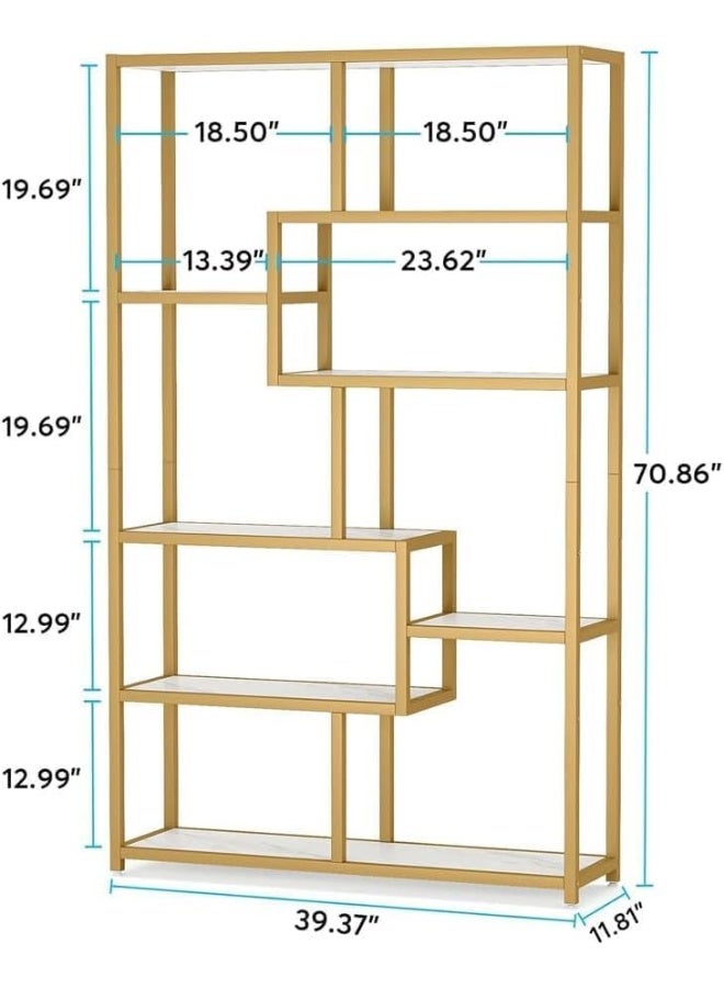 YINZUO YINZUO Marble Shelf with Metal Frame 7 Modern Designs, Space-Saving Wall-Mounted Display for Home Office, Bathroom, or Living Room Adjustable & Easy Install (Design 4)  - Image 2