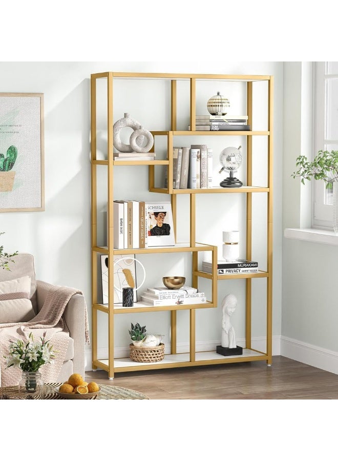 YINZUO YINZUO Marble Shelf with Metal Frame 7 Modern Designs, Space-Saving Wall-Mounted Display for Home Office, Bathroom, or Living Room Adjustable & Easy Install (Design 4)  - Image 1