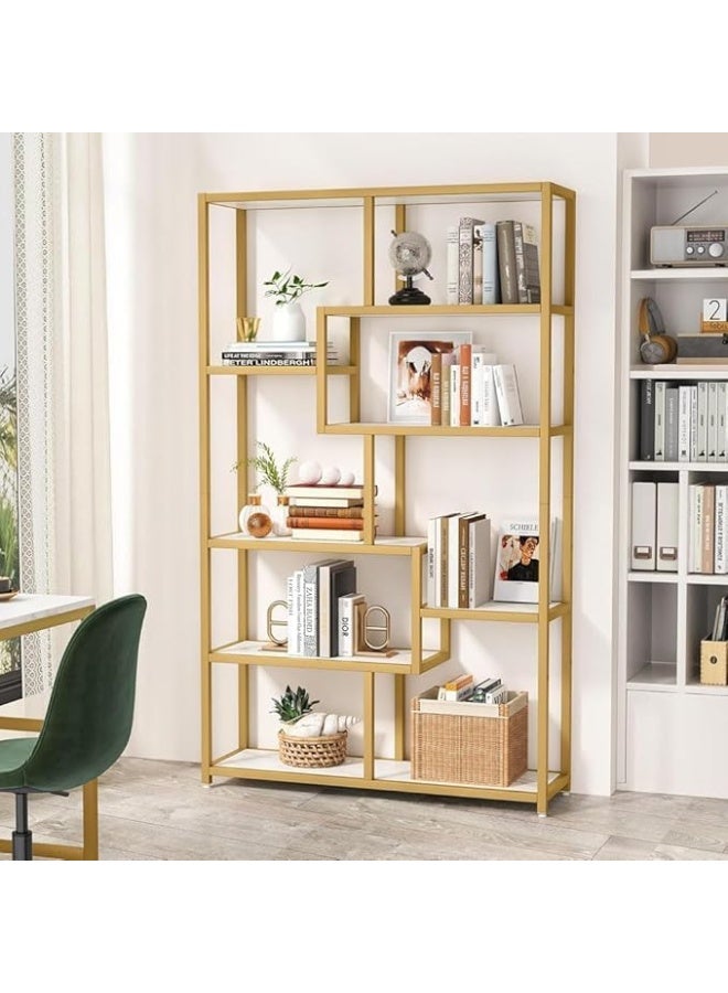 YINZUO YINZUO Marble Shelf with Metal Frame 7 Modern Designs, Space-Saving Wall-Mounted Display for Home Office, Bathroom, or Living Room Adjustable & Easy Install (Design 4)  - Image 4