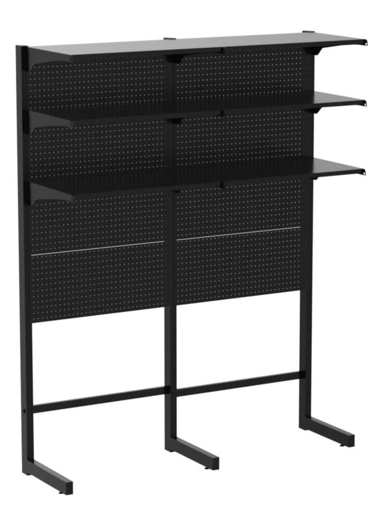 Royal Polar - ROYAL POLAR Gaming Standing Shelf Units Free Standing Pegboard Cabinet Home Office Metal Pegboard Combination Kit Organizer Tool Holders Pegboard Panels (Black, Width 1.64m) - Image 1