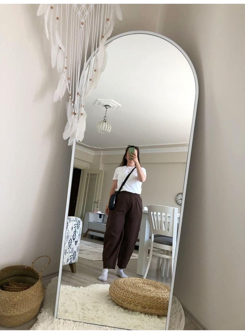 NAMA Anti Shock Breakable frame Full length Mirror 140cm x36cm with metal stand and can be hanged on the wall Premium Curved Standing, with 1.6 cm Thick Aluminium Frame and Fixed Back Panel, Decorative Mirror for Living Room, Sleep, silver - Image 5