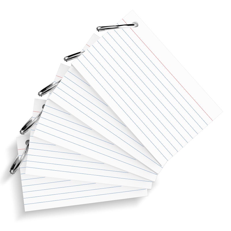 AILZFEI 250 Count White Index Cards 3x5 Inch with Key Ring, 180gsm Heavyweight Flash Card (50 Sheets Each), Durable & Portable Note Taking for Students, Teachers, Study Note Cards for Office Home School - Image 3