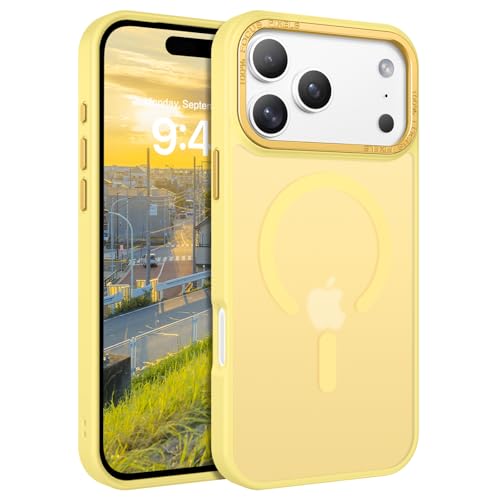 GUAGUA for iPhone 17 Pro Case Compatible with MagSafe iPhone 17 Pro Magnetic Case Translucent Matte Skin Feeling Shockproof Protective Anti-Scratch Case for Phone 17 Pro 6.3", Yellow - Image 1