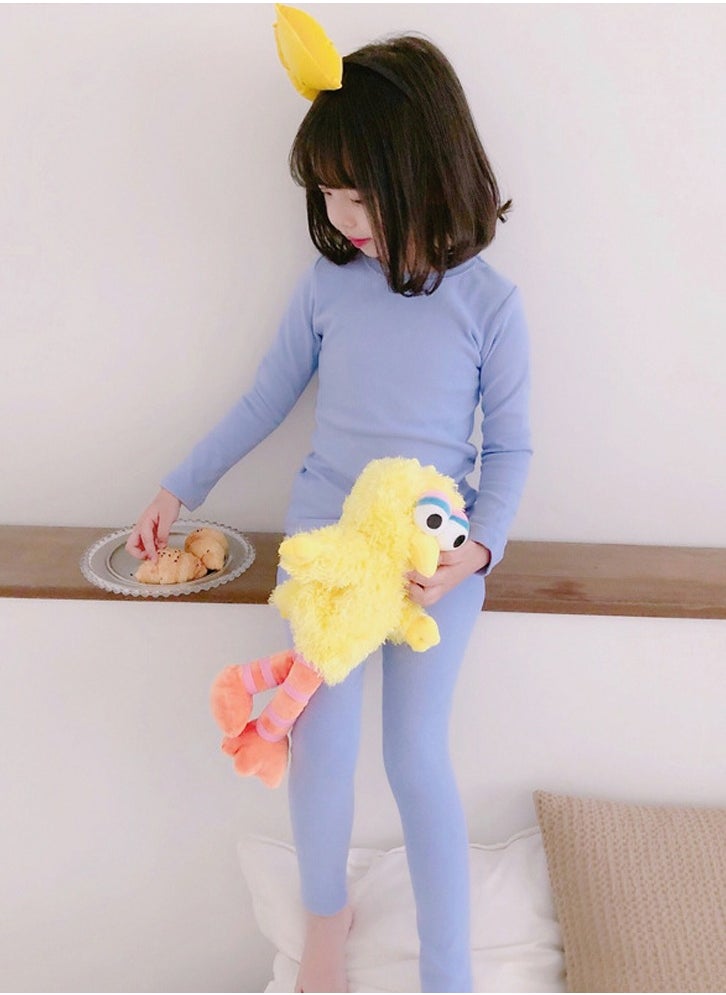 Loquat - Kids Solid Color Thermal Underwear Set Cotton Soft Long Johns Base Layer Top & Bottom Children's Pajama Set Light Purple - Image 1