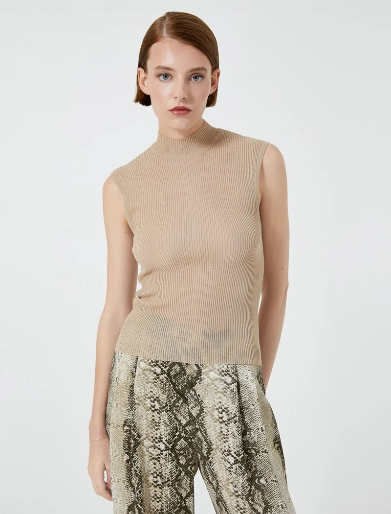 KOTON Knitwear Blouse Half Turtleneck Ribbed