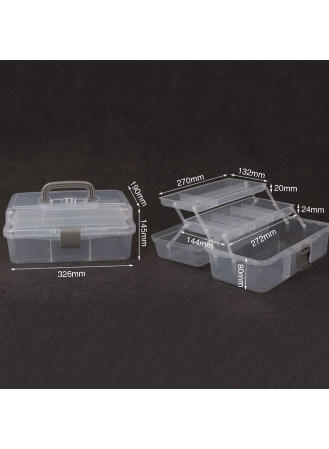3-Layer Folding Multifunction Plastic Storage Box For Nail Manicure Tools Portable Tackle Box with Handle Multipurpose Case for Sewing, Art Supplies, Medicine Tools Craft Organizers - Image 3
