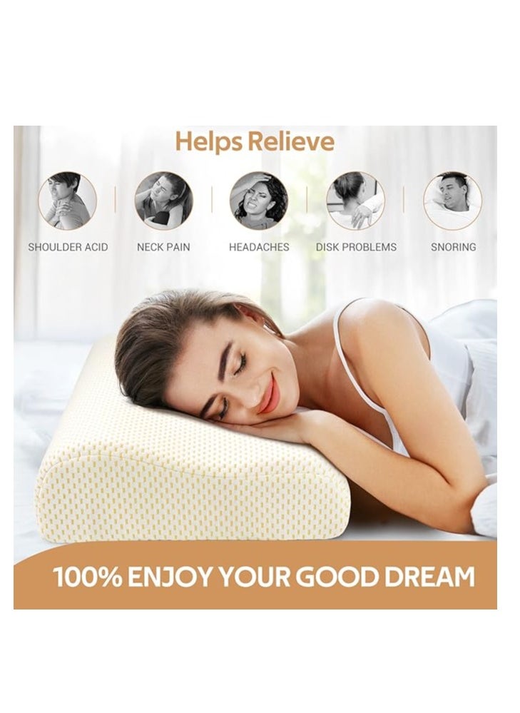 Generic - Findigit Memory Foam Pillow (23.6"x13.8"), Cervical Neck Support Pillow for Sleeping, Contour Ergonomic Orthopedic Pillow for Back, Side Sleeper (Golden) - Image 1