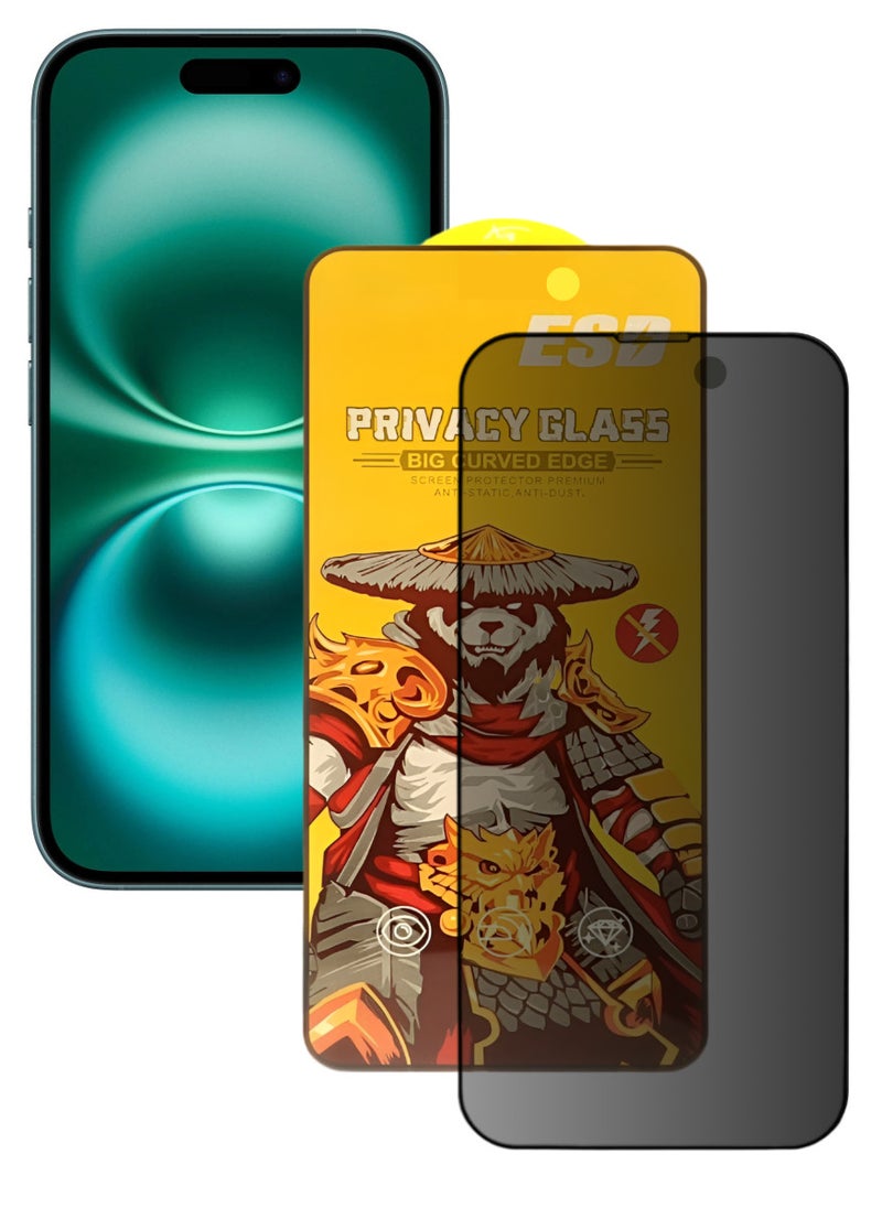 ESD Tempered Dustproof Privacy Glass Screen Protector Compatible For iPhone 16 Plus - Image 1