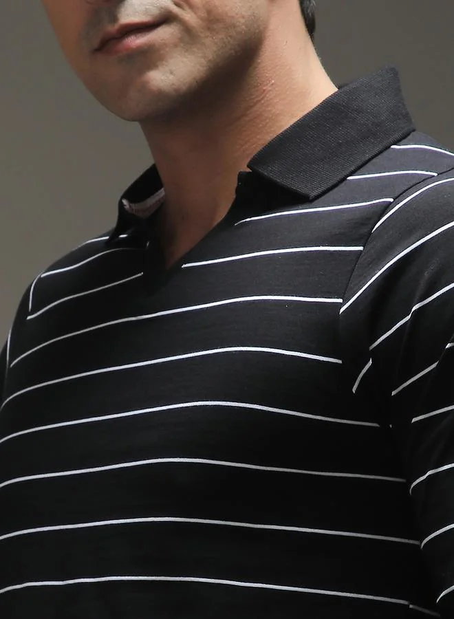 Dillinger Men Striped Open Collar Regular Fit Polo