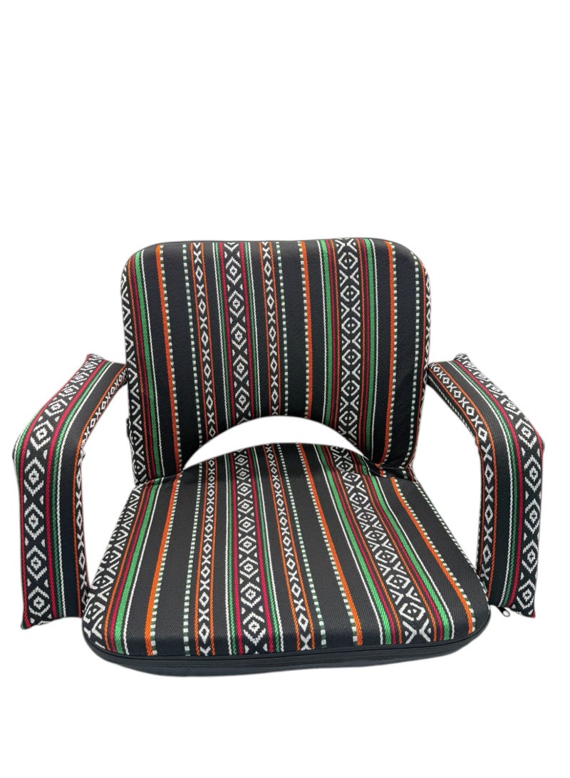 Floor Lounge Chair - Lightweight, Foldable, Sand Proof Polyester Beach & Camping Chair - Black - Image 1