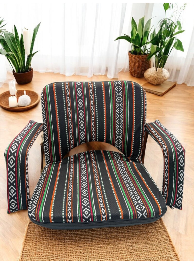 Floor Lounge Chair - Lightweight, Foldable, Sand Proof Polyester Beach & Camping Chair - Black - Image 4