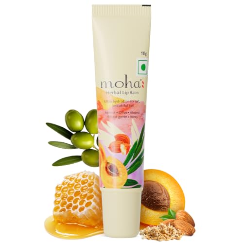 Moha Herbal Lip Balm for Dry & Pigmented Lips | With Apricot, Almond Oil, Wheat Germ Oil, Honey & Vitamin E | Heals Cracks, Soothes Sun Damage, Restores Natural Lip Color - 10gm (Pack of 4) - Image 1