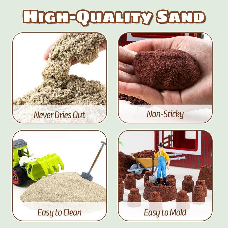 Aprilwolf 69 PCS Farm Sensory Bin Toys Playset, Sandboxes with Sand, Farmer Tractor & Farm Animals Figures Toys for Kids 3 4 5, Gifts for 6 7 Years Old Boys Girls Toddlers - Image 3