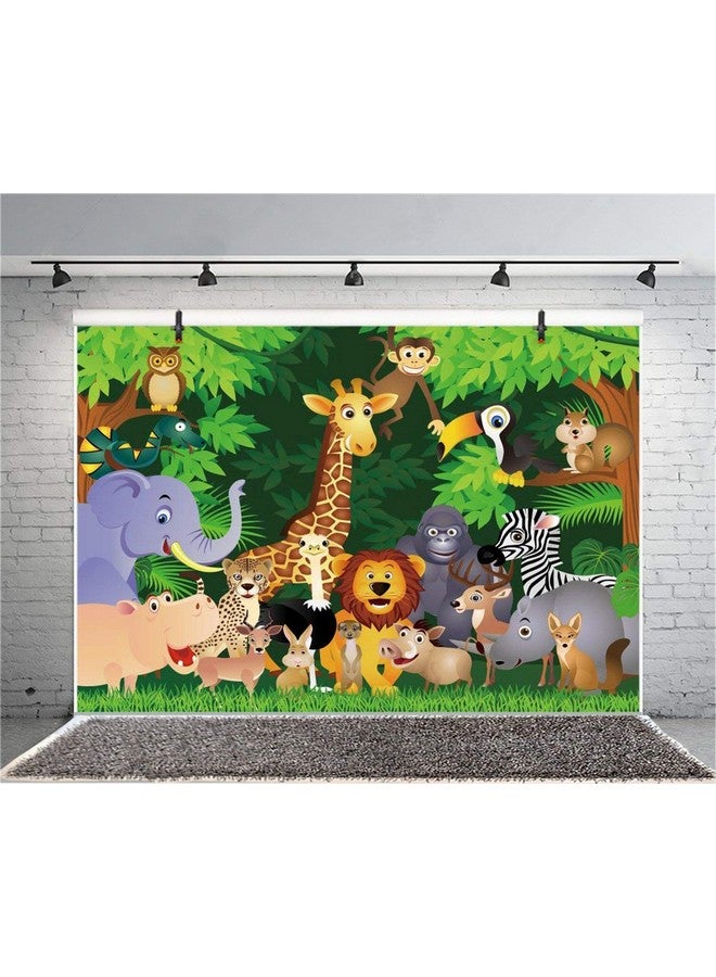 CSFOTO خلفية حفلة سفاري للحيوانات البرية 5X3 قدم - غابة كرتونية زرافة أسد فيل موضوع الغابة خلفية قرد عيد ميلاد خلفية للأطفال صور عيد الميلاد - Image 4