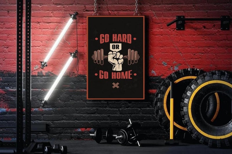 PIXELARTZ ملصق حائط اذهب بجد أو اذهب إلى المنزل - رسومات تحفيزية للتمارين الرياضية وكمال الأجسام - ملصقات بجودة HD للمنزل، المكتب، الغرفة، جدار الصالة الرياضية - متعدد الألوان - Image 1