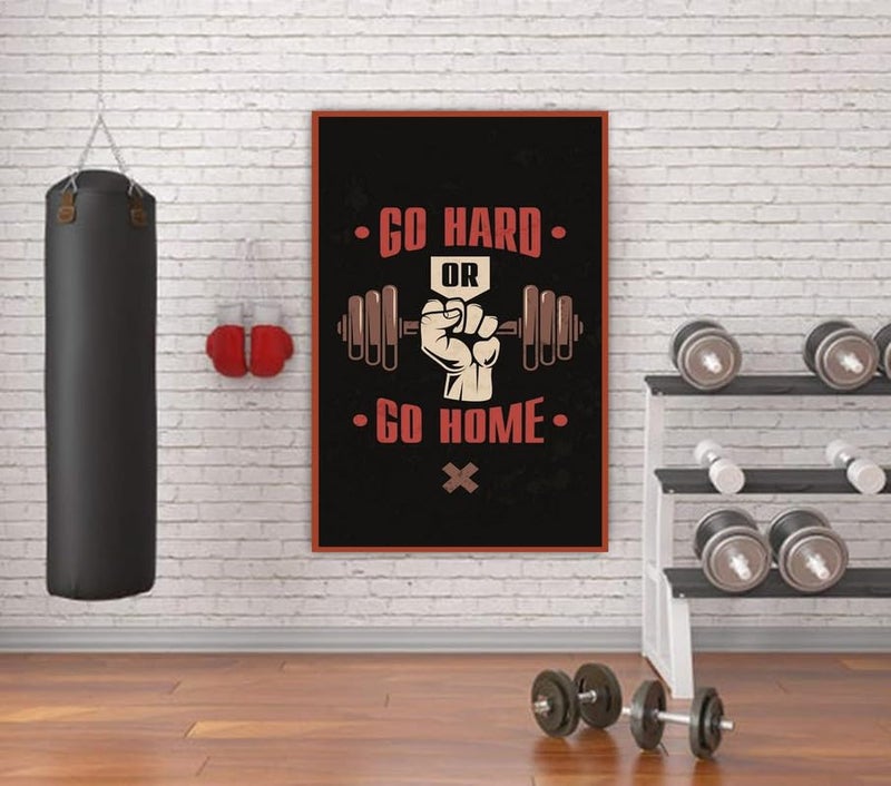 PIXELARTZ ملصق حائط اذهب بجد أو اذهب إلى المنزل - رسومات تحفيزية للتمارين الرياضية وكمال الأجسام - ملصقات بجودة HD للمنزل، المكتب، الغرفة، جدار الصالة الرياضية - متعدد الألوان - Image 2