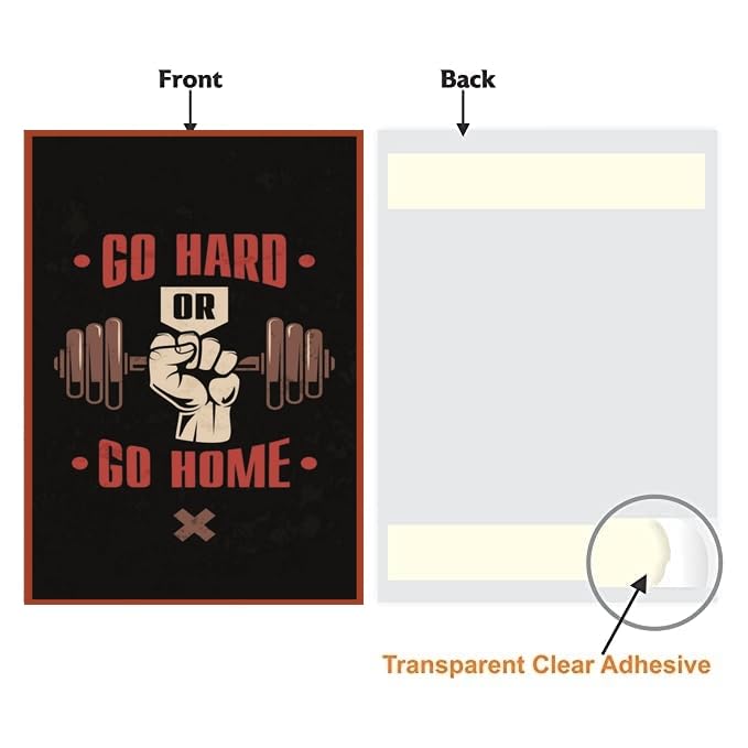 PIXELARTZ ملصق حائط اذهب بجد أو اذهب إلى المنزل - رسومات تحفيزية للتمارين الرياضية وكمال الأجسام - ملصقات بجودة HD للمنزل، المكتب، الغرفة، جدار الصالة الرياضية - متعدد الألوان - Image 3