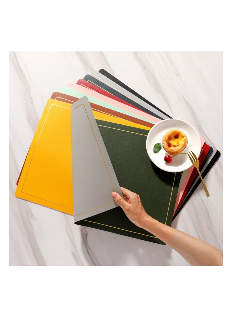 NOVOLAN Placemats for Dining Table 6pcs Luxury Table Mat Two-Color Double-Sided Waterproof & Stain-Resistant PVC Leather Table Mat Non-Slip Bowl Mat Insulation Mat, Soft & Flexible 43x30cm (Red) - Image 3