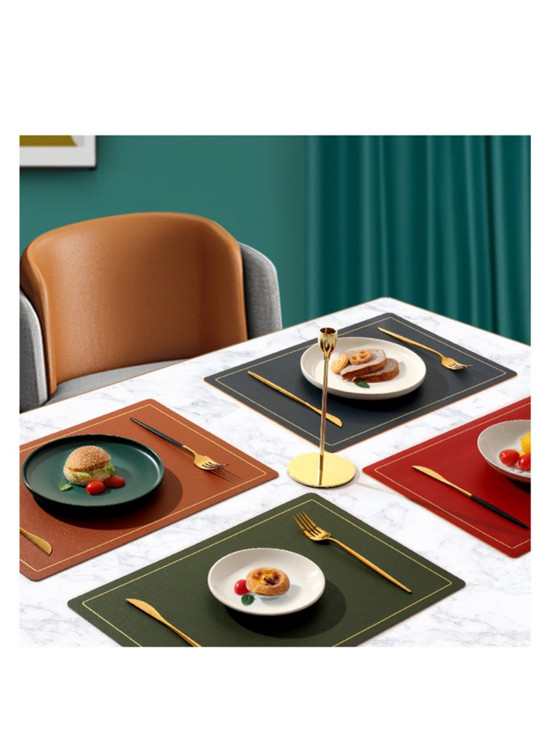 NOVOLAN Placemats for Dining Table 6pcs Luxury Table Mat Two-Color Double-Sided Waterproof & Stain-Resistant PVC Leather Table Mat Non-Slip Bowl Mat Insulation Mat, Soft & Flexible 43x30cm (Red) - Image 4