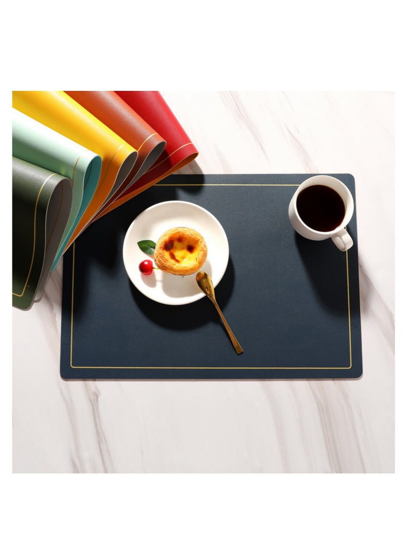 NOVOLAN Placemats for Dining Table 6pcs Luxury Table Mat Two-Color Double-Sided Waterproof & Stain-Resistant PVC Leather Table Mat Non-Slip Bowl Mat Insulation Mat, Soft & Flexible 43x30cm (Red) - Image 2