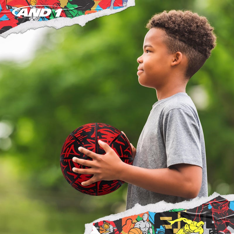 AND1 Fantom Graffiti 27.5 Rubber Basketball : Youth Sized Streetball for Indoor and Outdoor Use, Deep Channel Construction and Durability, Includes 10â€ Pump - Image 5