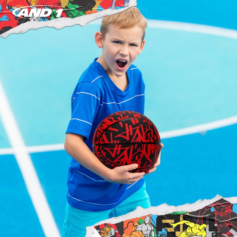 AND1 Fantom Graffiti 27.5 Rubber Basketball : Youth Sized Streetball for Indoor and Outdoor Use, Deep Channel Construction and Durability, Includes 10â€ Pump - Image 4
