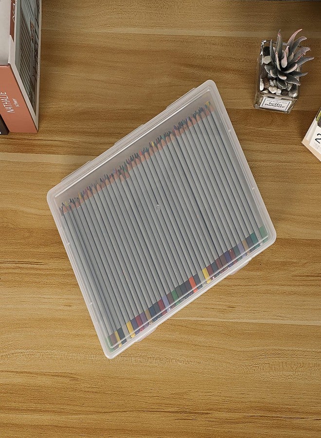 BTSKY Clear Plastic Storage Box with Flap Lid, Multipurpose Craft Organizers and Storage Box Art Supply Storage Organizer Plastic Sewing Box for Beads Pencils Notebooks, 2 Pack Medium - Image 3