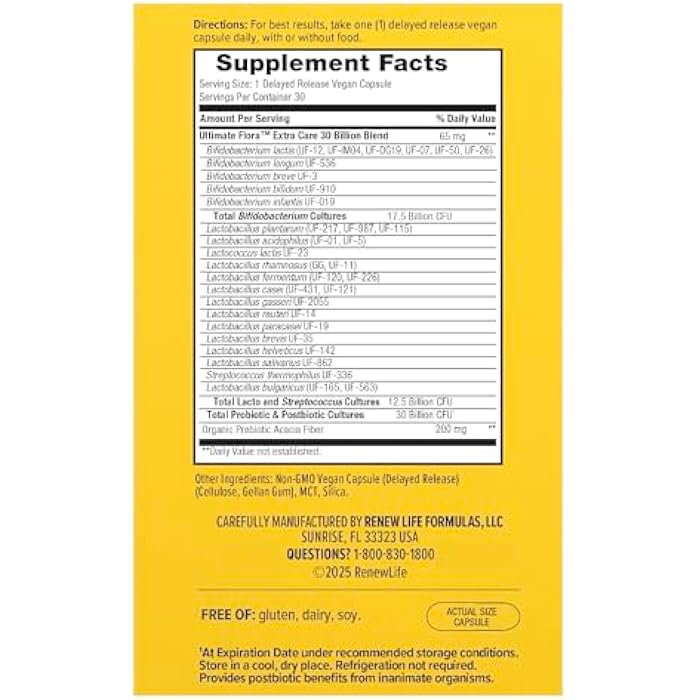 Renew Life Extra Care Go-Pack Probiotic Capsules, Daily Supplement Supports Immune, Digestive and Respiratory Health, L. Rhamnosus GG, Dairy, Soy and gluten-free, 30 Billion CFU, 30 Ct - Image 2