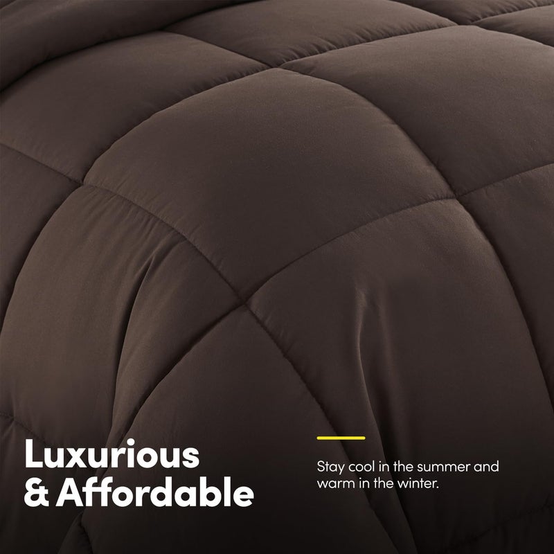 Sweet Home Collection Twin Comforter Set with Sheets - 5-Piece Bedding Collection - 1 Comforter, 1 Fitted Sheet, 1 Flat, 2 Pillowcases - Deep Pocket - Soft & Premium Quality - Ideal for All Seasons, Chocolate Brown - Image 4