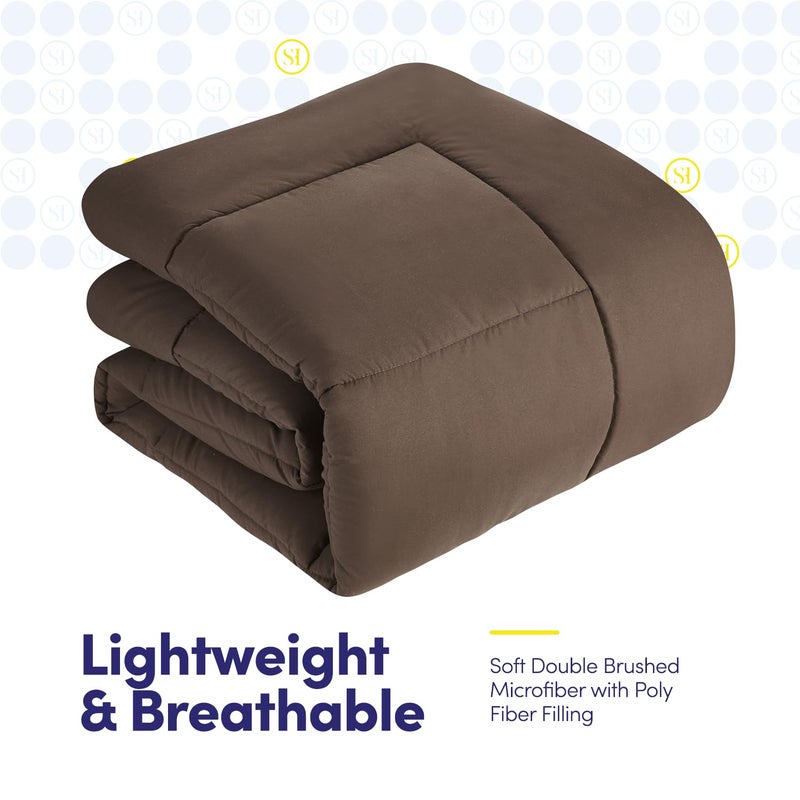 Sweet Home Collection Twin Comforter Set with Sheets - 5-Piece Bedding Collection - 1 Comforter, 1 Fitted Sheet, 1 Flat, 2 Pillowcases - Deep Pocket - Soft & Premium Quality - Ideal for All Seasons, Chocolate Brown - Image 5