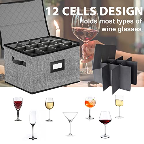 ouruer China Storage Containers hard shell-Quilted Wine Glass Storage Box,Moving Boxes,Storage Containers for Organizing,Stackable Stemware Storage Cases,Moving Supplies,Household Essentials - Image 2