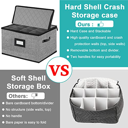 ouruer China Storage Containers hard shell-Quilted Wine Glass Storage Box,Moving Boxes,Storage Containers for Organizing,Stackable Stemware Storage Cases,Moving Supplies,Household Essentials - Image 3