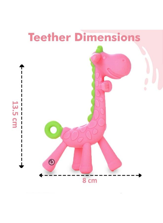 DaKos Teether Soother For New Born Teether And Soother For Baby Baby Mitten Teether Baby Chew Toys For Sucking Needs Sensory Teether Toy (Animal Shaped Giraffe Pink) (Pack Of 2) - Image 5