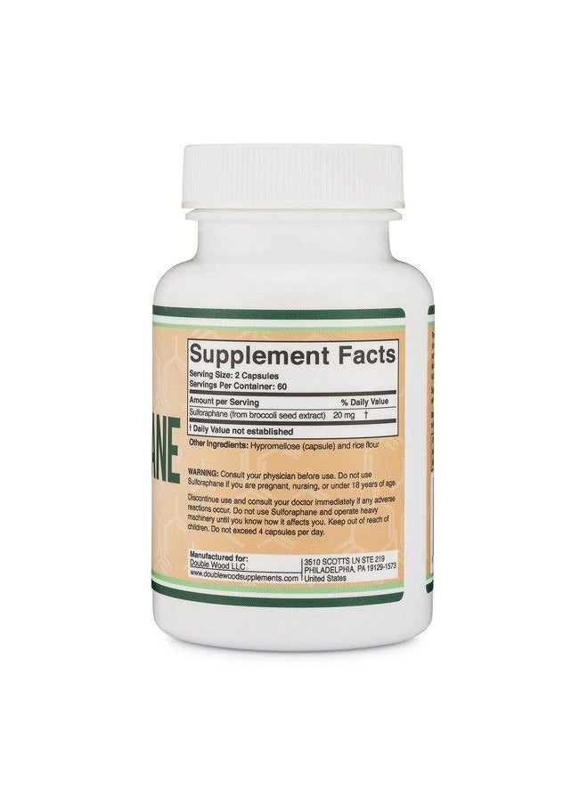 Double Wood Supplements - Sulforaphane Supplement 20Mg Of Activated And Stabilized Sulforaphane Per Serving (120 Capsules) Potent Broccoli Extract For Healthy Aging (Derived From Broccoli Sprouts Vegan Safe) By Double Wood - Image 1