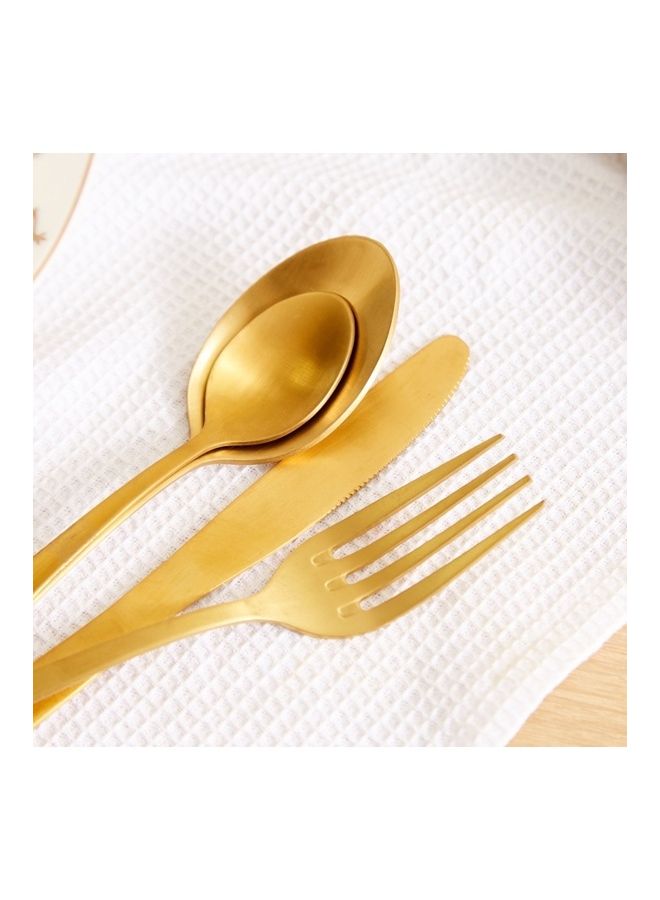 NIBEMINENT 16-Piece Festive Matte Finish Cutlery Set Gold - Image 4
