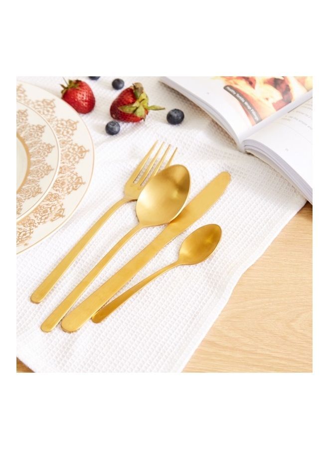 NIBEMINENT 16-Piece Festive Matte Finish Cutlery Set Gold - Image 3