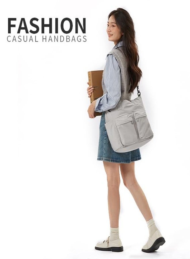 aji tote bag for women work, Water-Resistant Tote Bag with Zipper&Multi Pockets, Lightweight Teacher Tote Bag With Detachable Soft Shoulder Strap for Work/Travel/College/Daily, Elegant Gray - Image 2