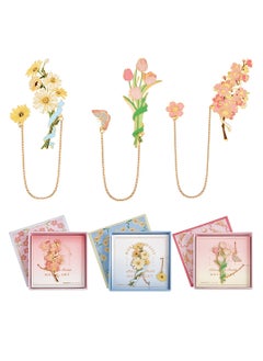 Metal Flower Bookmark, 3 Pcs Vintage Metal Bookmark, Spiritual Bookmarks, Book Page Marker, for Birthday Present, Book Lovers, Writers, Readers, Daisy, Sakura and Tulip