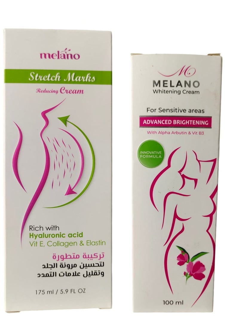 Melano Pharma - Whitening Cream For Sensitive Areas 100 ml And Stretch Marks Reducing Cream 175 ml - Image 1