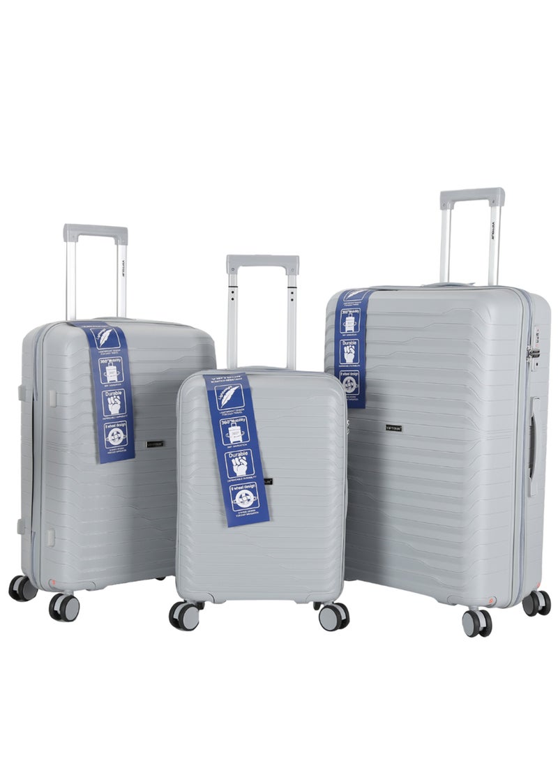 فيبتور مجموعة حقائب سفر بعجلات من 3 قطع مصنوعة من مادة البولي بروبيلين الصلبة وعجلات دوارة مع قفل إدارة أمن النقل - Image 1