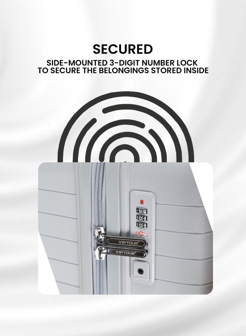 فيبتور مجموعة حقائب سفر بعجلات من 3 قطع مصنوعة من مادة البولي بروبيلين الصلبة وعجلات دوارة مع قفل إدارة أمن النقل - Image 3