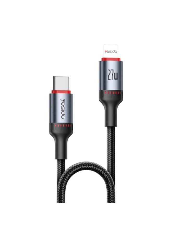 Yesido CA184 Type-C to Lightning Fast Charging Cable, 2m, 27W, with LED Light, 48 Pins.  - Image 1