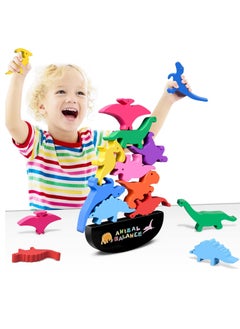 Y&D Wooden Stacking Dinosaur Toys for Kids 3-5 Boys - 2 Year Old Boy Gifts 3 4 Boys, Montessori  - Image 1