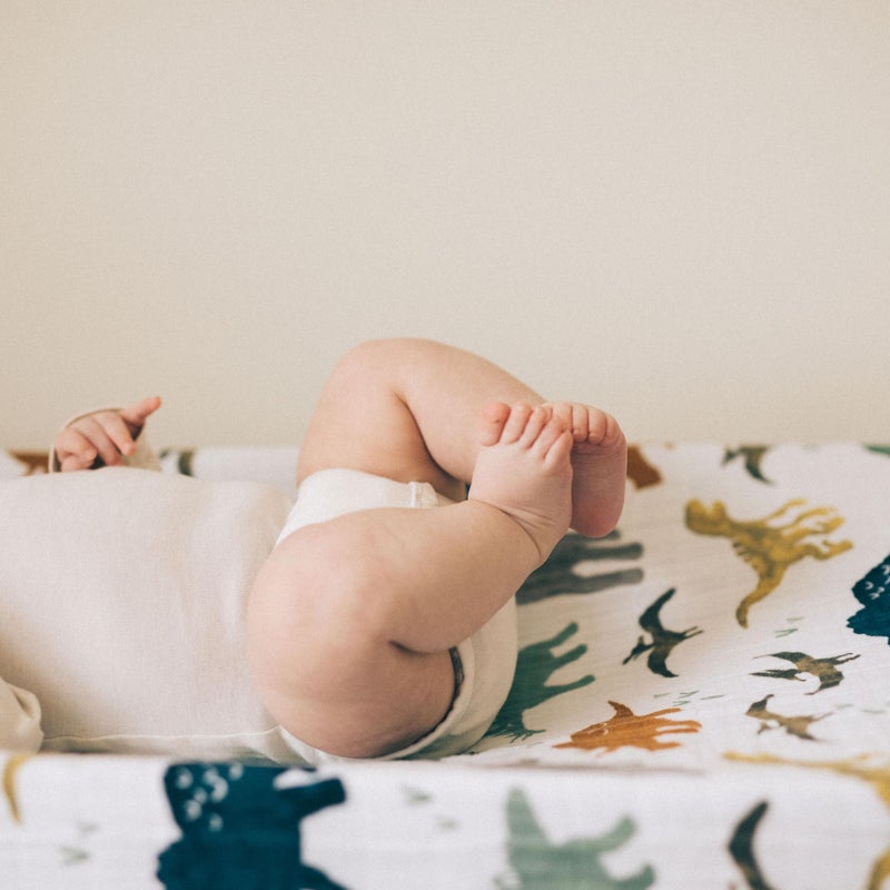 Little Unicorn Premium Changing Pad Cover | Extra Soft & Breathable Muslin Fabric (Dino Friends) - Image 3